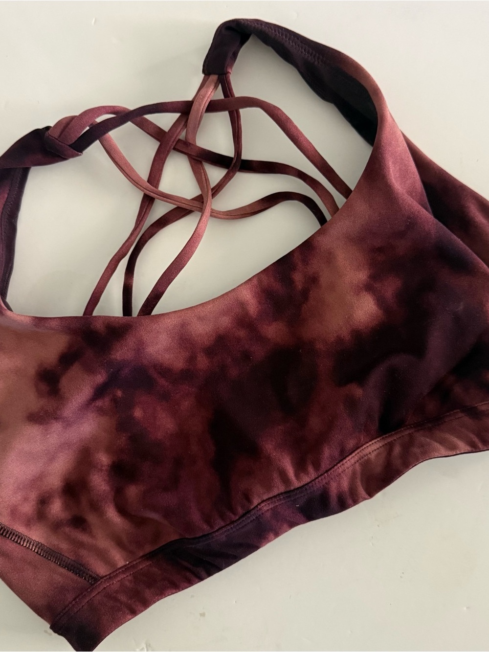 Victoria's Secret Burgundy Tie Dye Sports Bra. Size Medium